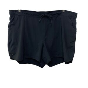 Lands End Womens 26W Black Board Shorts Bathing Suit Swim Active Pockets Liner